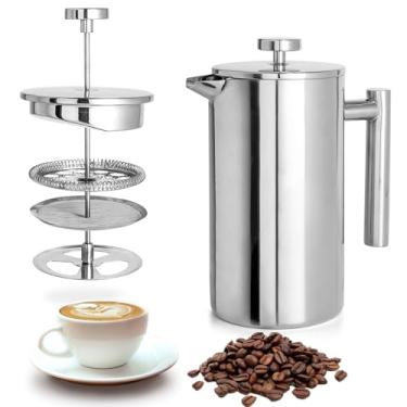 Imagem de Cafeteira de Aço Inoxidável, 1000 mL, Ferramenta de Servir Cafetiere de Parede Dupla, Perfeita para Casa, Escritório, Viagem & Camping