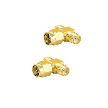 Imagem de SMA-KJK Adaptador Macho para Conector Fêmea Dupla Divisor Pacote com 2 Conversores de Antena