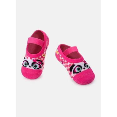 Imagem de Meia Sapatilha Puket Menina Panda Shake Pink 0 a 12 Meses, Pink, 9 A 1