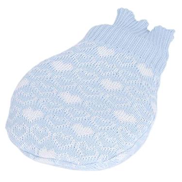 Imagem de Dioche Garrafa de água Quente, 245 Ml de Explosão à Prova de Silicone Quente Garrafa de água Quente Bolsa de água Com Tampa de Malha para Cólicas Menstruais, Alívio da Dor No Pescoço e (BLUE)