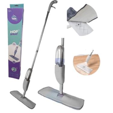 Imagem de Mop Flat Spray Giratório Spin Inox Pro limp Magico Fit Refil