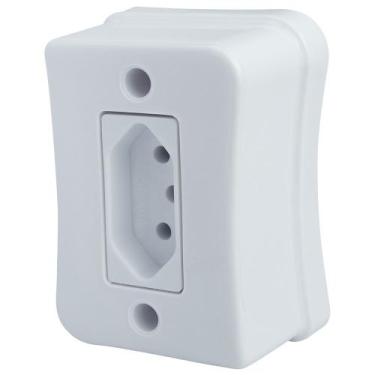 Imagem de Tomada Simples 2p+t 20A Sobrepor Externo Com Placa Espelho Branco Com 