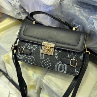 Imagem de Bolsa De Couro Feminina Com Design De Grife Luxo Celular Pequena Fecho