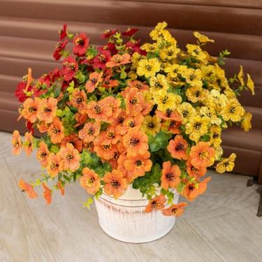 Imagem de BCBLF Flores artificiais para atividades ao ar livre, flores artificiais para plantadores ao ar livre, 12 pacotes de flores de seda realistas, plantas falsas para varanda e pátio, decoração de casa