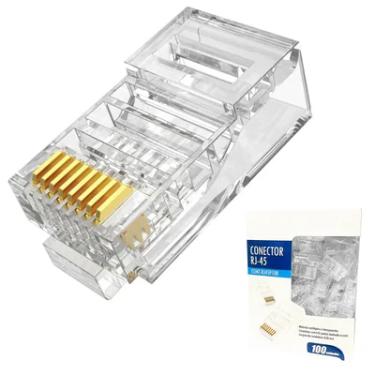Imagem de Conector Rj45 Macho Cat6/cat5e 8p8c Cabo Rede Crimpar 100un