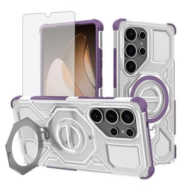 Imagem de Furill Capa de celular para Samsung Galaxy S24 Ultra 5G com protetor de tela de vidro temperado Slim Magnetic Rugged Stand Ring Holder Hybrid Protective Clear Cell Cover S24Ultra 24S S 24 24Ultra