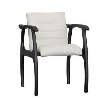 Imagem de Cadeira Cancun Estrutura Madeira Maciça Encosto e Assento Anatômico - Preto - Assento Estofado Linho Bege