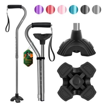 Imagem de BeneCane Bengala de caminhada ajustável com alça acolchoada macia deslocada para homens e mulheres, leve, confortável, base de estabilidade extra, auxílio à mobilidade para homens, mulheres e idosos