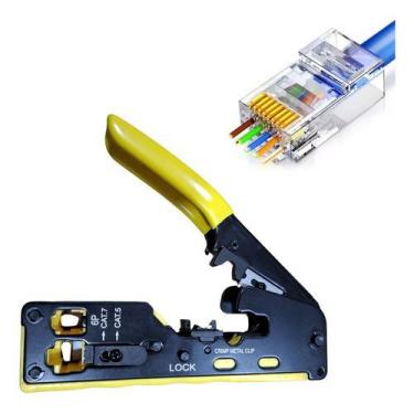 Imagem de 100 Conector Ez Rj45 Cat6 + Alicate Crimpar Rj45 Cat 5 6 7 - Generico