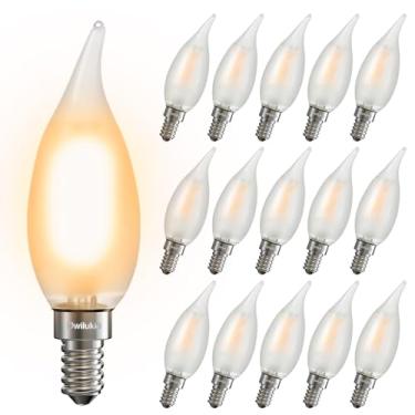 Imagem de Owilukie Lustre de lâmpadas foscas 4W (equivalente a 40W), vela de candelabro E12 lâmpada LED tipo B cor branca quente suave 2700k, regulável para sala de jantar, luminária, lustre, pacote com 15