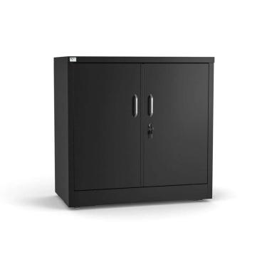 Imagem de Armário Baixo de Aço Reforçado com Fechadura Escritório Preto