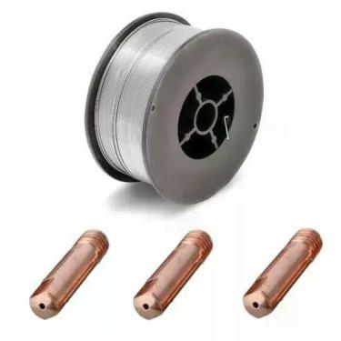 Imagem de Kit Arame Solda Mig Revestido Uso Sem Gás 0,8mm E71T-SG Rolo 1kg - Gal