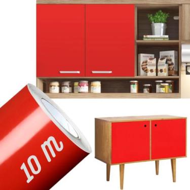Imagem de Rolo de Papel Adesivo 10m Decorativo Envelopamento Vermelho - Wintac