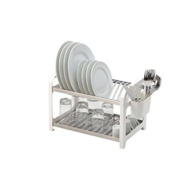 Imagem de Escorredor Pratos 16 Lugares Inox Branco - Domum