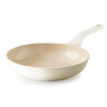 Imagem de PRICUSIS Frigideira de cerâmica antiaderente, frigideira de 20 cm com alça para ficar fresca, totalmente revestida, compatível com indução e segura para forno, 100% segura para lava-louças, livre de