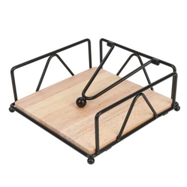 Imagem de Porta-guardanapos Suporte de toalha de papel de ferro forjado, rack de armazenamento de guardanapos de metal quadrado para cozinha, restaurante, café, porta-guardanapos de hotel (preto)