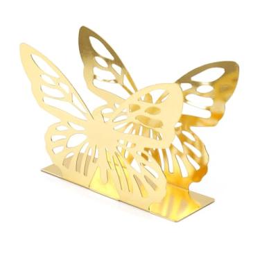 Imagem de Porta-guardanapos de borboleta – Caixa decorativa de tecido oco de ferro para restaurantes ocidentais, hotéis, porta-guardanapos de mesa em casa (dourado)