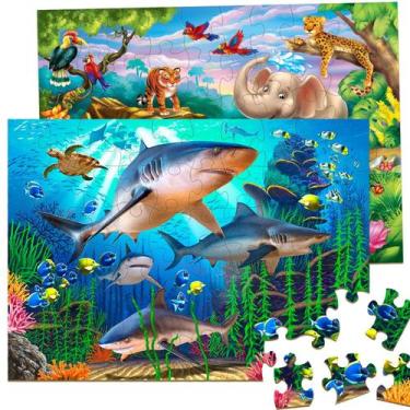 Imagem de Puzzle Unolidrom 2 x 60 peças para crianças de 4 a 8 anos - Ocean & Fo