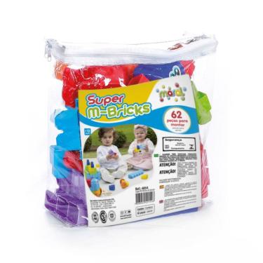 Imagem de Brinquedo Blocos de Montar Colorido Interativo Encaixe 62 Peças Crianças Maral