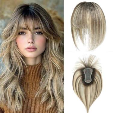 Imagem de Capacetes de cabelo HOLFWALF Real Human Hair para mulheres com franja