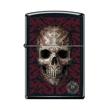 Imagem de Zippo Isqueiro - para Anne Stokes caveira esqueletos padrões dragões góticos preto fosco isqueiro à prova de vento #Z5327