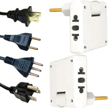 Imagem de Adaptador Tomada Benjamin 03 Pinos 10a 20a Bivolt Articulado Reforçado