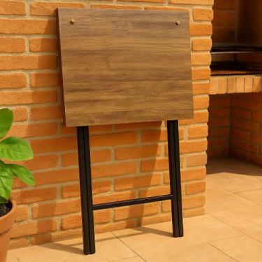 Imagem de Mesa Bistro Dobrável MDF 53x53cm Compacta para Cozinha Varanda ou Área