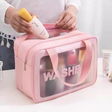 Imagem de Bolsa Necessaire Organizadora à Prova D'água Washbag Feminina Transparente para Maquiagem Viagem