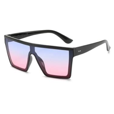 Imagem de Óculos de sol vintage grandes, feminino, degradê, masculino, punk, popular, luxuoso, colorido, UV400 (preto, azul e vermelho)