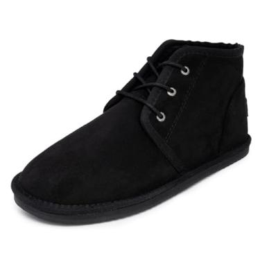 Imagem de Nautica Botas e chinelos masculinos para neve de inverno – Botins forrados com sherpa, aconchegantes e quentes para clima frio, macio, confortável para uso interno/externo, Preto, 44