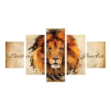 Imagem de Quadro Decorativo Sala Quarto Leão De Judá Luxo Fé 95X50 Cm
