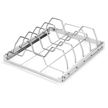 Imagem de Varku Rack dobrável de aço inoxidável para churrasqueira, defumador, forno, churrasco, suporte de cozinha com 5 compartimentos para carnes assadas uniformemente, suporte portátil para acampamento ao
