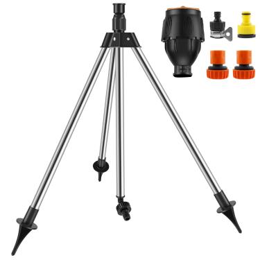 Imagem de Tripé giratório aspersor de água 53,3 a 89,5 cm de altura ajustável aspersor de água aspersor rotativo automático para irrigação de gramado de jardim doméstico