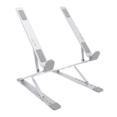 Imagem de Zopsc Suporte de Laptop Ajustável, Laptop de Alumínio Portátil e Ergonômico para Montagem de Notebook de Recriação de Mesa de Mesa para Montagem de até 15,6 Polegadas (Prata)