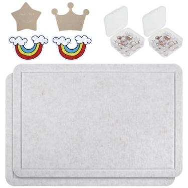 Imagem de 2 quadros de avisos de feltro, placa de exibição autoadesiva, quadro de pinos decorativos, placa de exibição de fotos de feltro, alternativa de quadro de cortiça para parede, quadro de imagem dobrável