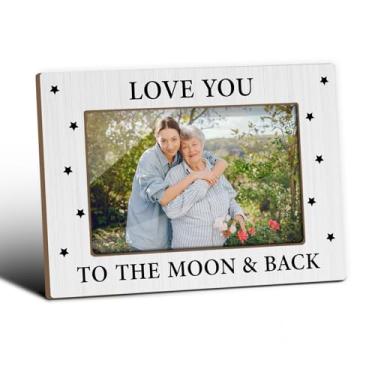 Imagem de Molduras Love You To The Moon And Back, porta-retratos para casais, porta-retratos de mesa para homens, mulheres, esposa, marido, presentes de lua de mel, casamento, dia dos namorados, suprimentos