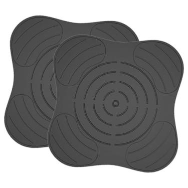 Imagem de Ｂｅｓｇａ Tapete de Silicone para Pratos de 2 Peças, Tapete Resistente Ao Calor, Almofada Universal, Suporte de Panela Fácil de Limpar, Escorredor de Pratos, Preto, Tamanho real