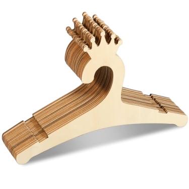 Imagem de 20 cabides de madeira para crianças, cabides de madeira para roupas de bebê, 22 cm, mini cabide de roupas infantis fofas de coroa/urso/coelho para bebês meninas e meninos (estilo B)
