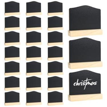 Imagem de ZFLYCANP 24 placas de madeira para quadro-negro com cavaletes de suporte, quadro negro de mesa com base estável, quadro negro de dupla face para bar de loja