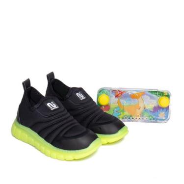 Imagem de Tênis Infantil Novopé Termo LED Preto/Verde, Preto, Verde, 31