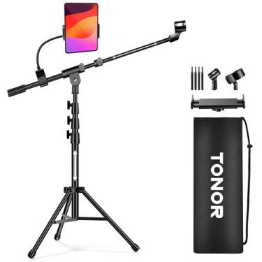 Imagem de Suporte para microfone TONOR T35 com suporte para tablet, tripé Boom A