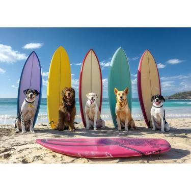 Imagem de Puzzle Blueforest Surfing Dogs Party 1000 peças para adultos