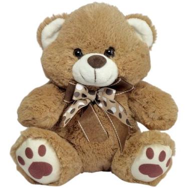Imagem de Urso Teddy de Pelúcia Com Laço 20cm Ursinho Fofo Bebê Nicho - Fizzy, C
