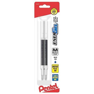 Imagem de Pentel Refil de tinta para caneta de gel EnerGel e Lancelot, ponta de metal de 0,7 mm, tinta azul, pacote com 2 (LR7BP2C)
