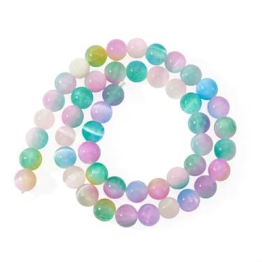 Imagem de Craftdady 47 contas de selenita naturais de 8 mm contas redondas de pedras preciosas cristal colorido solto espaçador contas artesanais pulseira contas para brincos faça você mesmo colar joias