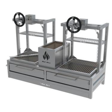 Imagem de Parrilla Dupla de Bancada 118X45 com Grelha Elevatoria Uruguaia - Hotb