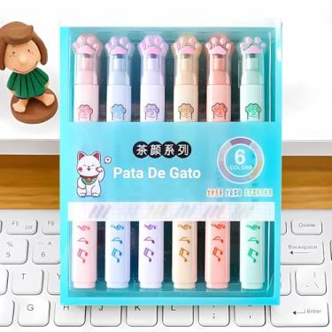 Imagem de Conjuntos de Marca-Textos Pata de Gato Em Tons Pastel, Ponta Suave e Delicada Para Anotações Em Diário, Aulas, Livros e Bíblia. Marcadores de Texto Ideal Presente Para Crianças (6 und (Patinha))