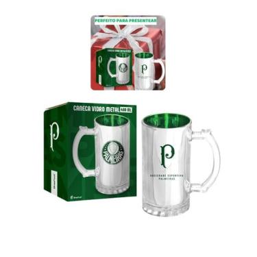 Imagem de Caneca Vidro Reforçado Metalic 480Ml Cerveja Palmeiras - Brasfoot