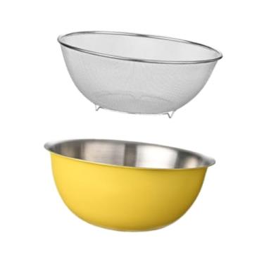 Imagem de Fenteer 2 peças de escorredor de macarrão, arroz, lavador, frutas, vegetais, cesto de lavagem, aço inoxidável 304, tigela de escorredor microporosa para arroz, 26cm