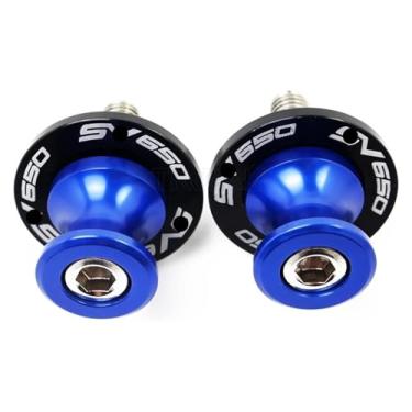 Imagem de BYYINGSUS Carretéis de braço oscilante de motocicleta parafusos de suporte de braço oscilante compatíveis com SV650 / S SV 650 S 1999-2023 2003 2004 2005 2006 2007 2008 (azul)